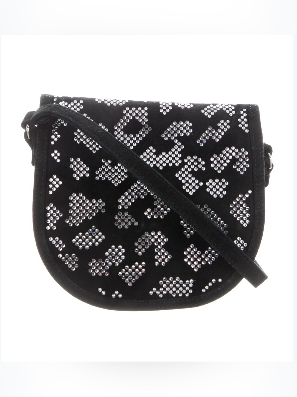 Balmain Leo Mini Black Studded Crossbody Saddle Bag